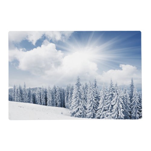 Beautiful Winter Landscape With Snow Placemat