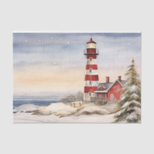 Beautiful Winter Lighthouse Scene Christmas Tissue Paper