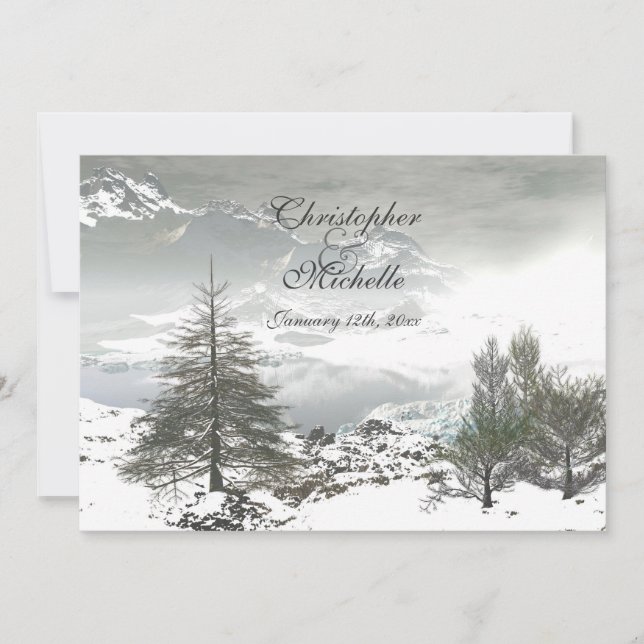 Beautiful Winter Mountain Wedding Invitation (Front)