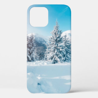 Beautiful winter nature landscape, amazing mountai iPhone 12 case