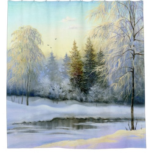Beautiful Winter Painting Shower Curtain
