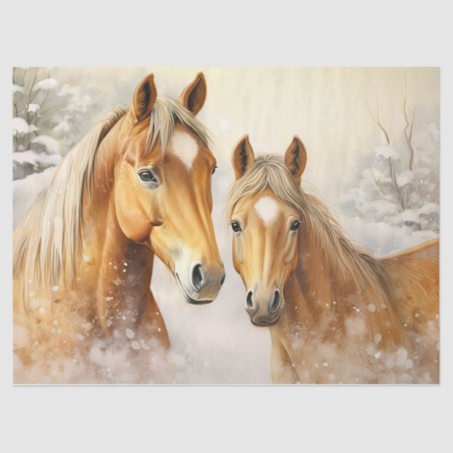 Beautiful Winter Palominos Decoupage Tissue Paper (Front)