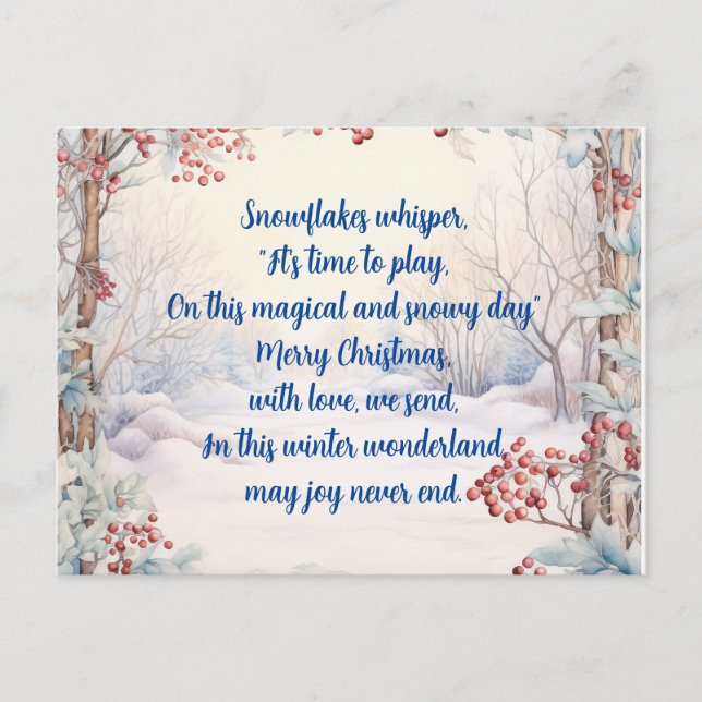 Beautiful Winter Season Christmas Greetings  Holiday Postcard (Front)