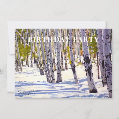 Beautiful Winter Snow Aspen Tree Scene Invitation