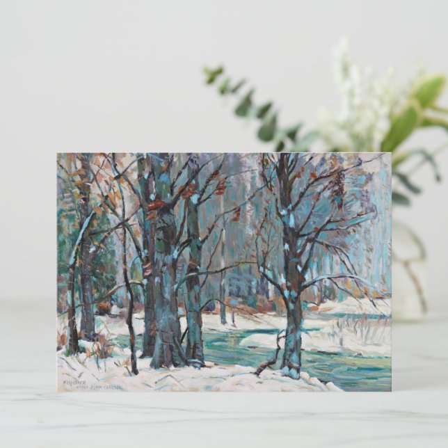 Beautiful Winter Snow Scene with Blues and Grays  Holiday Card (Standing Front)