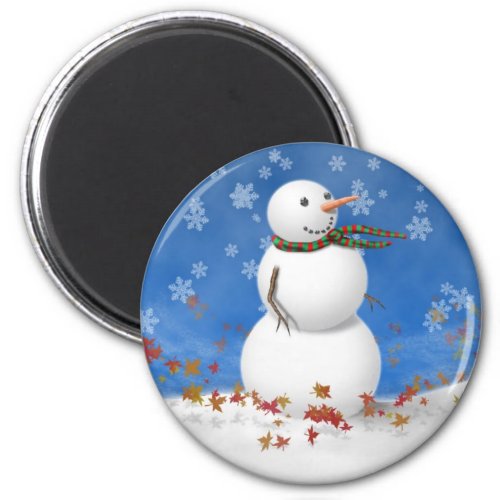 Beautiful winter snowman magnet