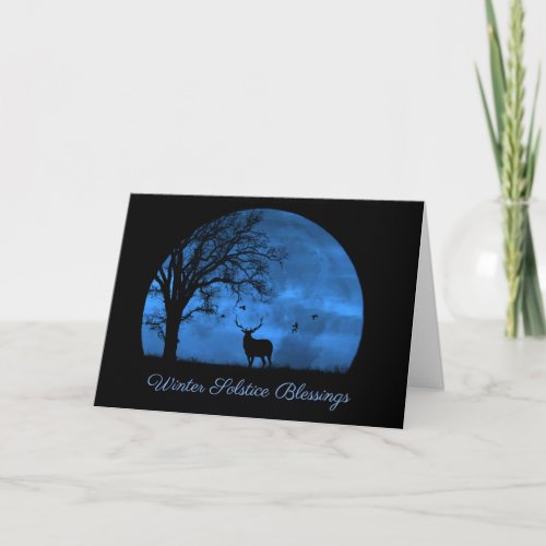 Beautiful Winter Solstice Blessings with Elk Card
