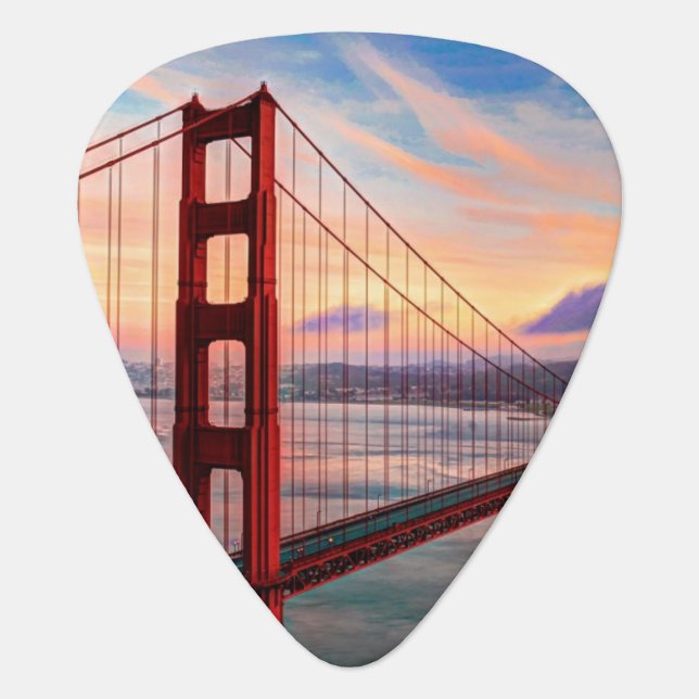 Beautiful winter sunset at Golden Gate Bridge Guitar Pick (Front)