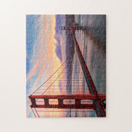 Beautiful Winter Sunset At Golden Gate Bridge Jigsaw Puzzle Zazzle