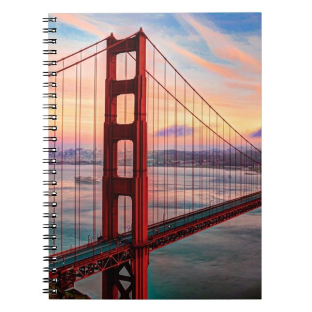 Beautiful winter sunset at Golden Gate Bridge Notebook (Front)