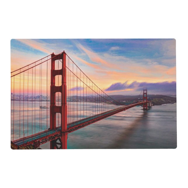 Beautiful winter sunset at Golden Gate Bridge Placemat (Front)