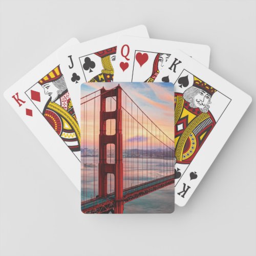 Beautiful winter sunset at Golden Gate Bridge Playing Cards