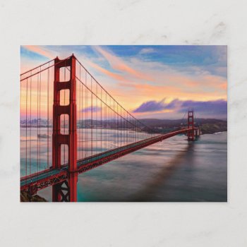 Beautiful Winter Sunset At Golden Gate Bridge Postcard by iconicsanfrancisco at Zazzle