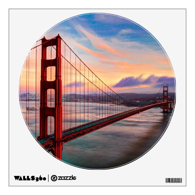 Beautiful winter sunset at Golden Gate Bridge Wall Sticker (Front)