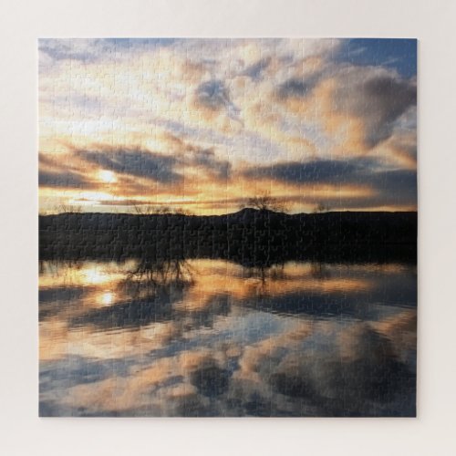 Beautiful Winter Sunset over Lake Photo Jigsaw Puzzle