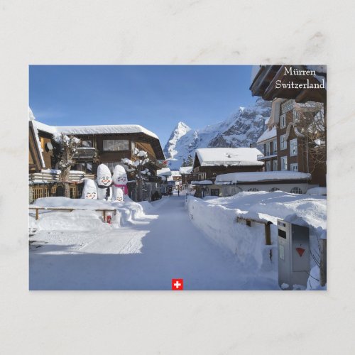 Beautiful Winter Swiss Alps Scene  Postcard