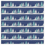 Beautiful Winter Trees Night Sky Blue Christmas Fabric