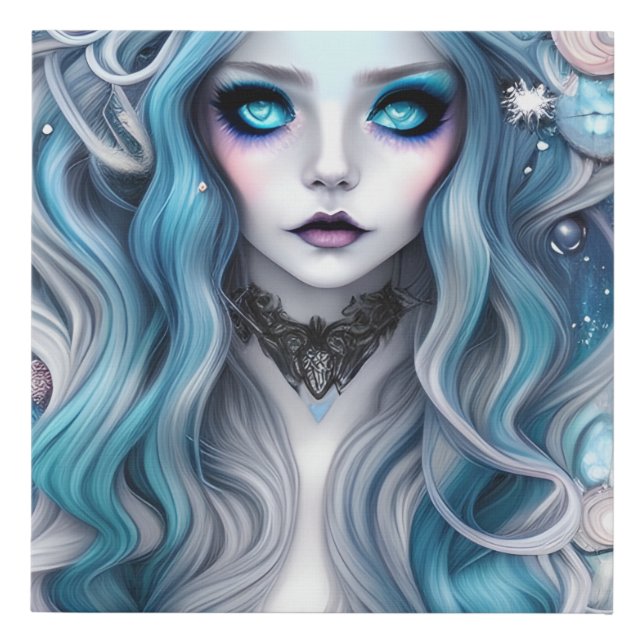 Beautiful Winter Witch Graphic Beautiful Steampunk Faux Canvas Print (Front)