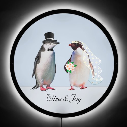 Beautiful Wise  Joy Penguin Couple  LED Sign