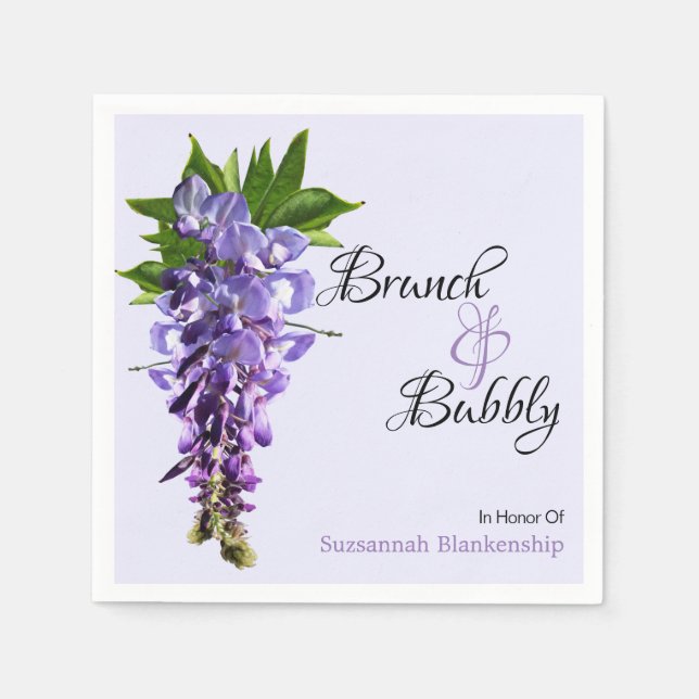 Beautiful Wisteria Brunch Bubbly Bridal Shower Napkins (Front)
