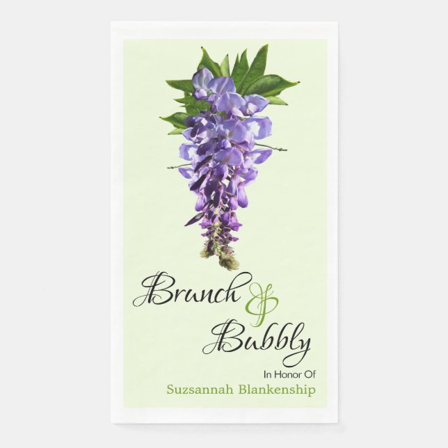 Beautiful Wisteria Brunch Bubbly Bridal Shower Paper Guest Towels (Front)