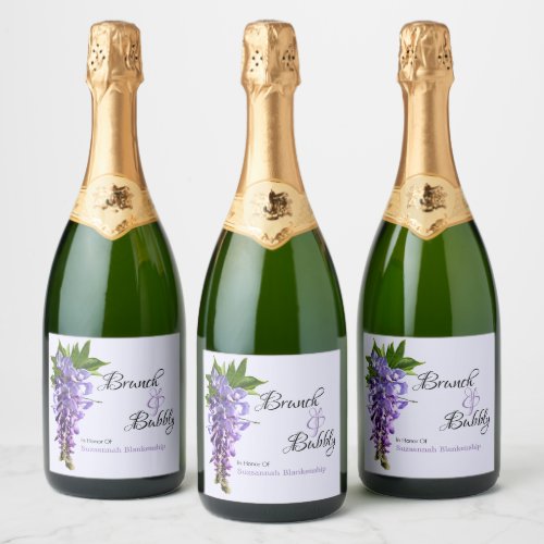 Beautiful Wisteria Brunch Bubbly Bridal Shower Sparkling Wine Label