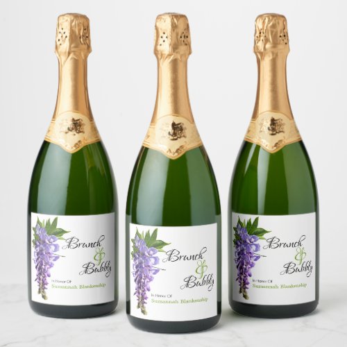 Beautiful Wisteria Brunch Bubbly Bridal Shower  Sparkling Wine Label