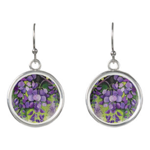 Beautiful Wisteria Flowers In Watercolor  Earrings