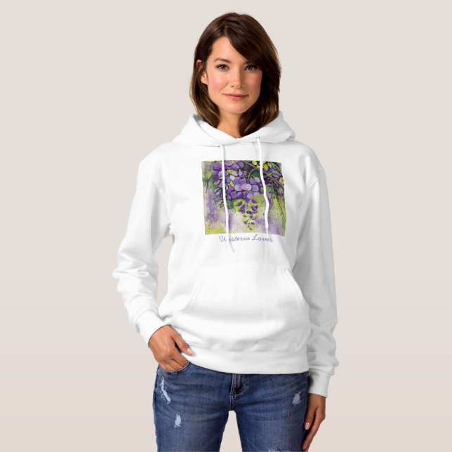 Beautiful Wisteria Flowers In Watercolor  Hoodie (Front Full)