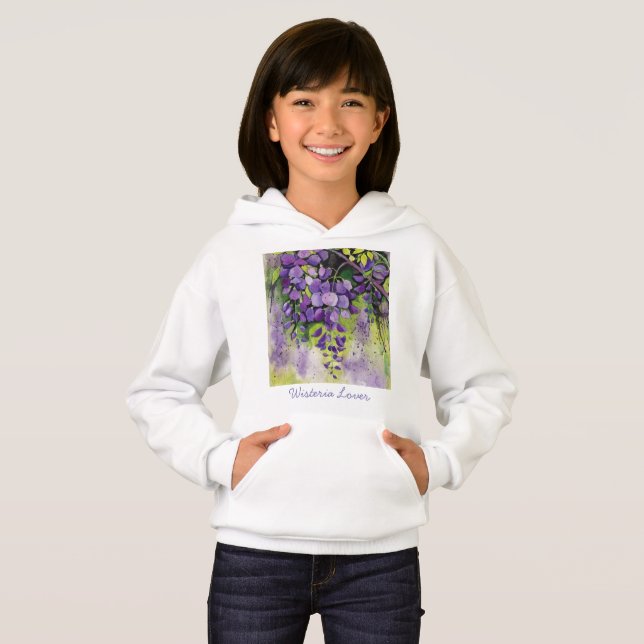 Beautiful Wisteria Flowers In Watercolor   Hoodie (Front Full)