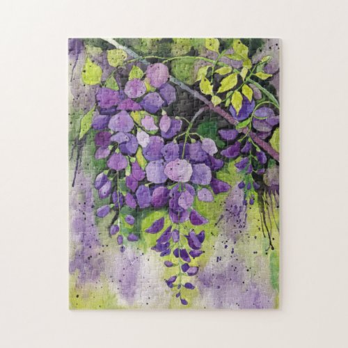 Beautiful Wisteria Flowers In Watercolor Jigsaw Puzzle