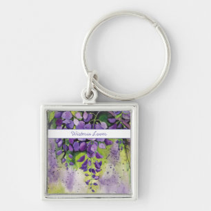 Beautiful Wisteria Flowers In Watercolor Keychain