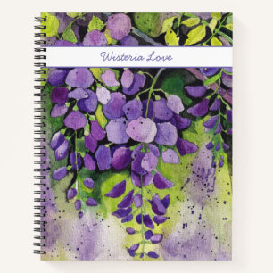 Beautiful Wisteria Flowers In Watercolor Notebook
