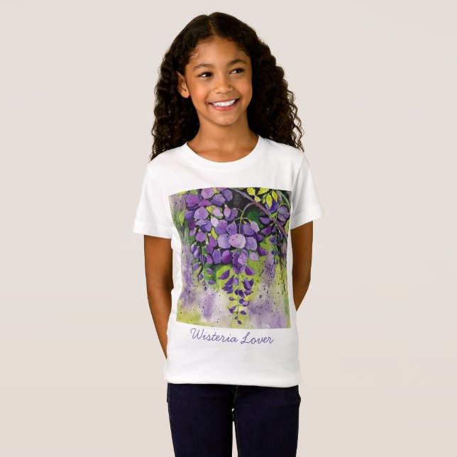 Beautiful Wisteria Flowers In Watercolor  T-Shirt (Front Full)