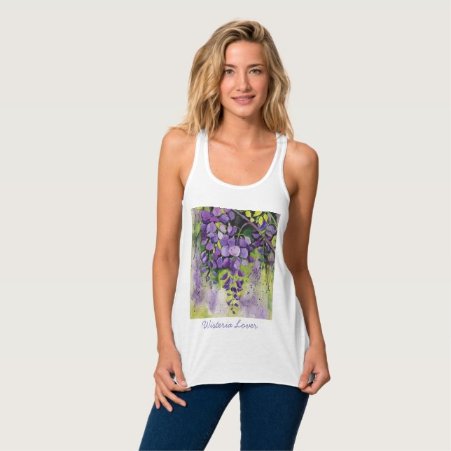 Beautiful Wisteria Flowers In Watercolor Tank Top (Front Full)