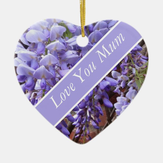 Beautiful Wisteria Mother's Day editable Ceramic Ornament (Front)