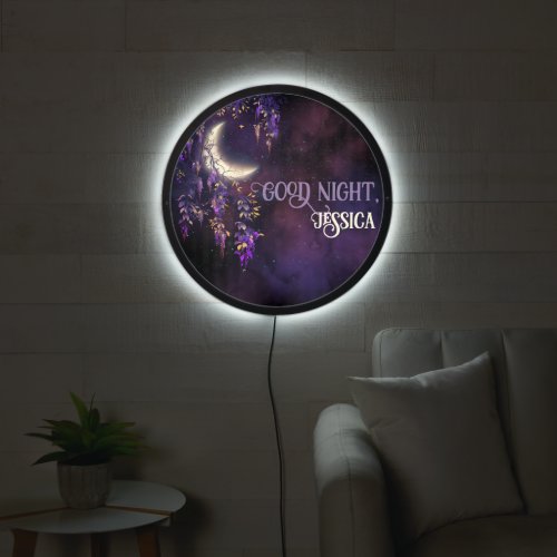 Beautiful wisteria spells Moon purple custom text LED Sign