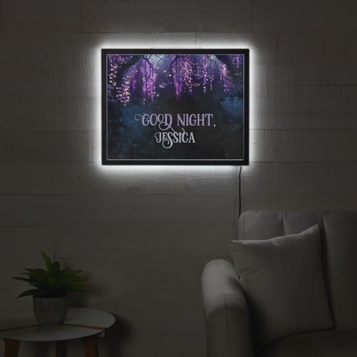 Beautiful wisteria spells purple plum custom text LED sign