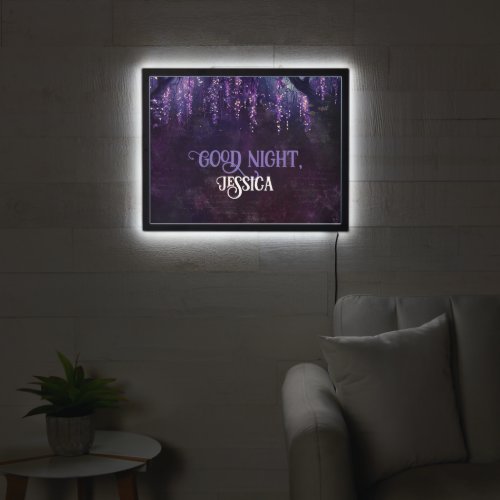 Beautiful wisteria spells purple plum custom text LED sign