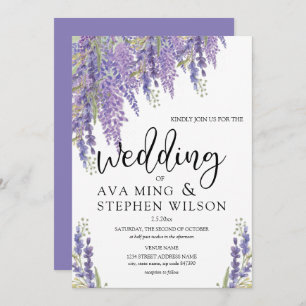 Beautiful Wisteria tree watercolor Wedding Invitation