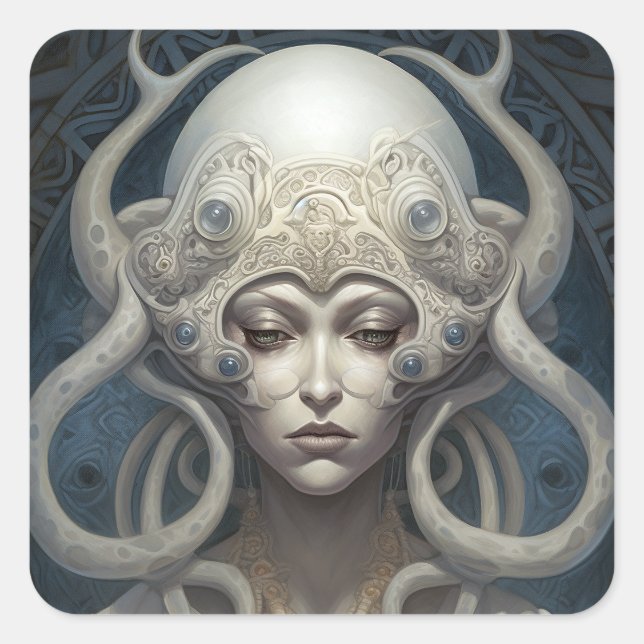 Beautiful Witch Demon Queen Fantasy Art Square Sticker (Front)