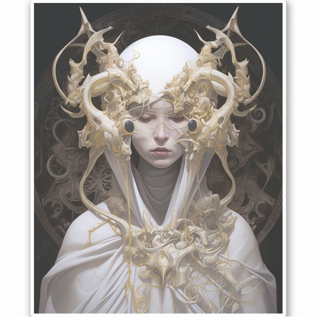 Beautiful Witch Demon Queen Fantasy Art Sticker (Front)