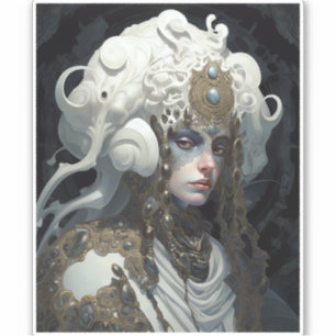 Beautiful Witch Demon Queen Fantasy Art Sticker