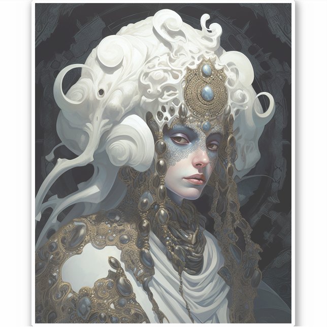 Beautiful Witch Demon Queen Fantasy Art Sticker (Front)