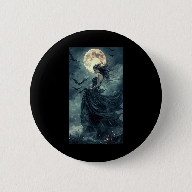 Beautiful Witch Gothic Fantasy Vampire Moonlight 1 Button (Front)