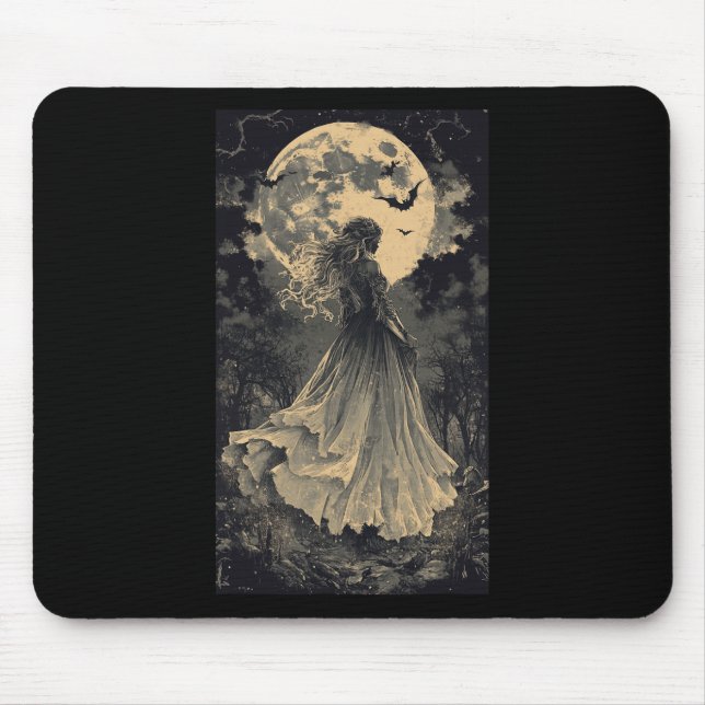Beautiful Witch Gothic Fantasy Vampire Moonlight  Mouse Pad (Front)