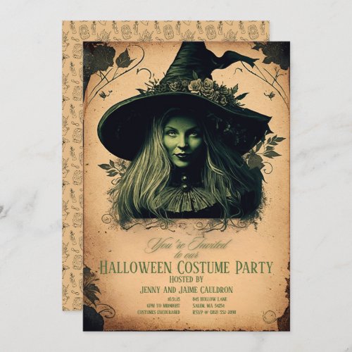 Beautiful Witch Halloween Invitation Two_Sided