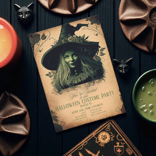 Beautiful Witch Halloween Invitation Two-Sided