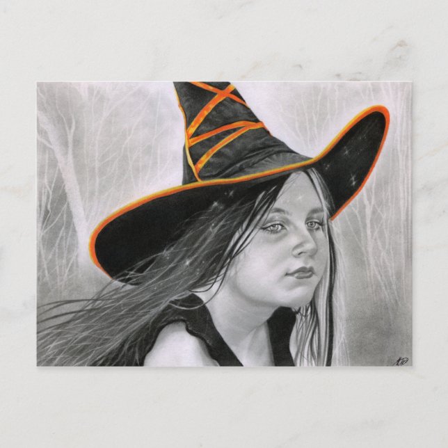 Beautiful Witch Halloween Postcard (Front)