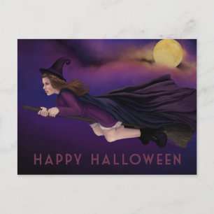 Beautiful Witch Painting Halloween Postcard